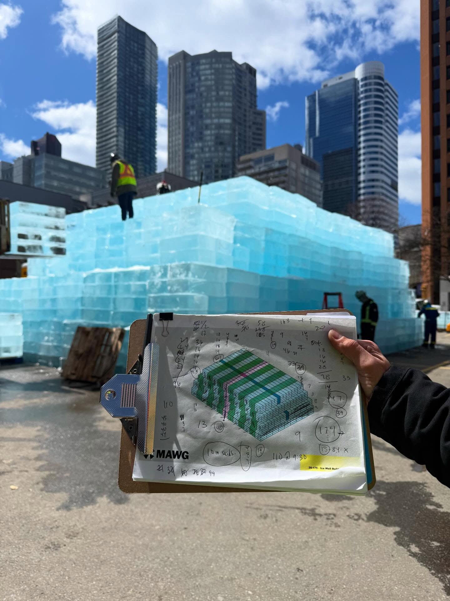 Fans attempting to break through the ice